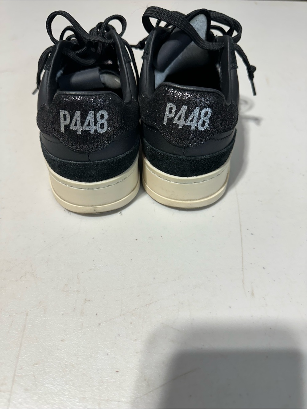 P448 Women’s Black Sneakers with Cream Sole Size 6.5-7